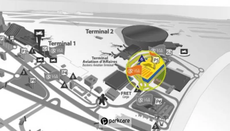 Collocazione di Parcheggio P5 Aeroporto Nizza rispetto all'aeroporto